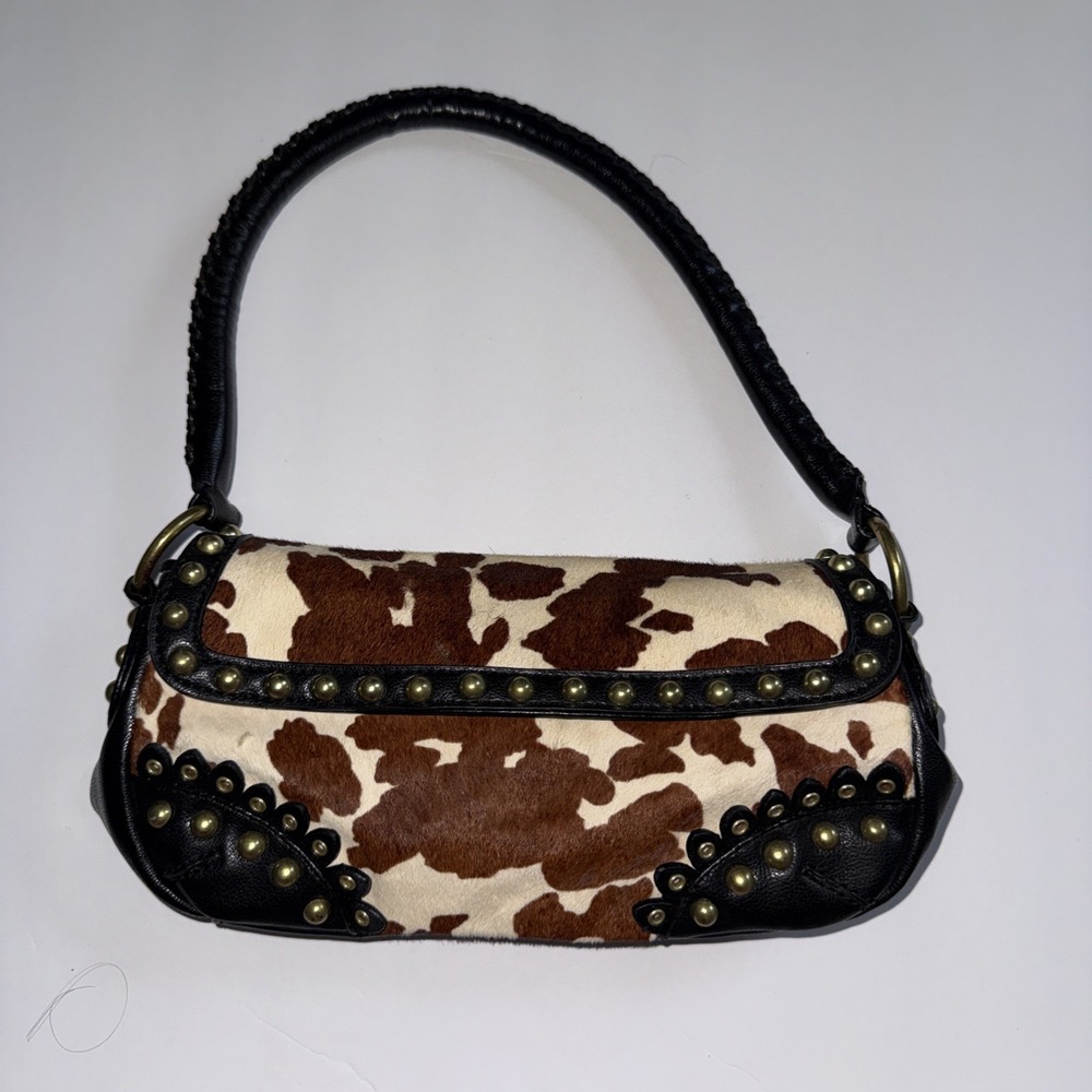 Gianni Bini Cowhide And Leather Studded Shoulder Bag